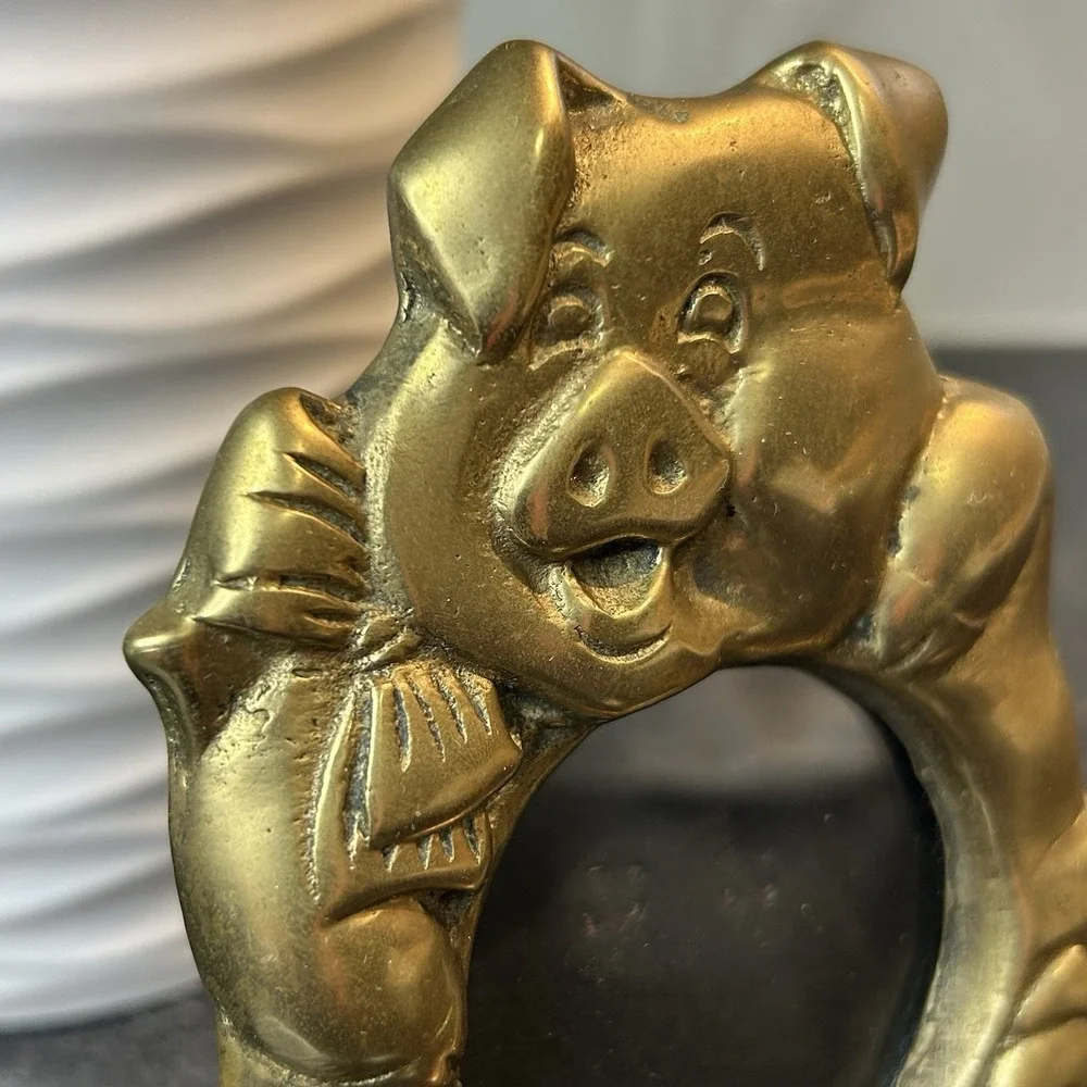 Vintage Brass‎ Pig Piggy Picture Frame 2